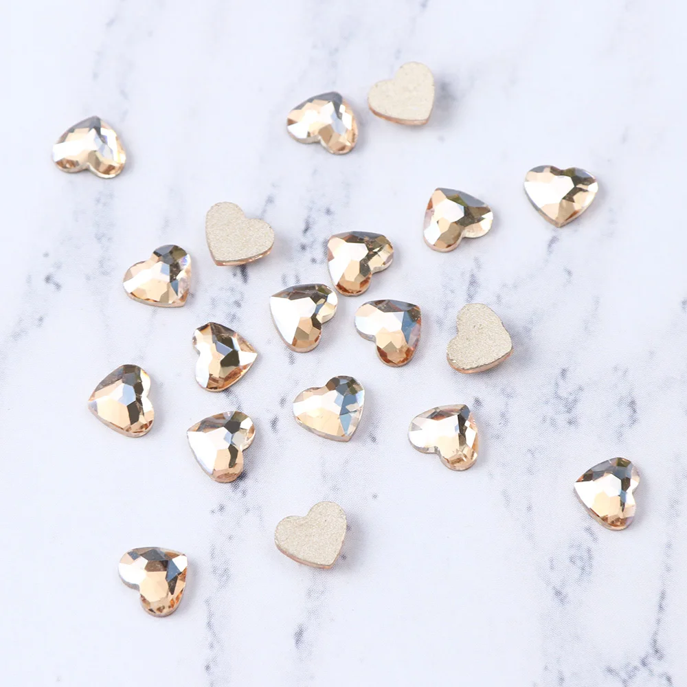 10 шт кристаллы Сердце 3D Стразы для дизайна ногтей набор для украшения для маникюра ногтей Золотой плоский с оборота Алмазный страз Валентина драгоценные камни TR991