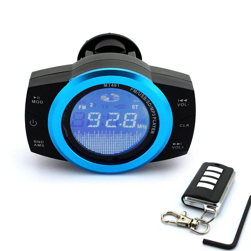 

LCD Motorcycle Alarm Audio Speakers Support TF card USB MP3 Player+ FM radio+Security Alarm System Waterproof Theft Protection