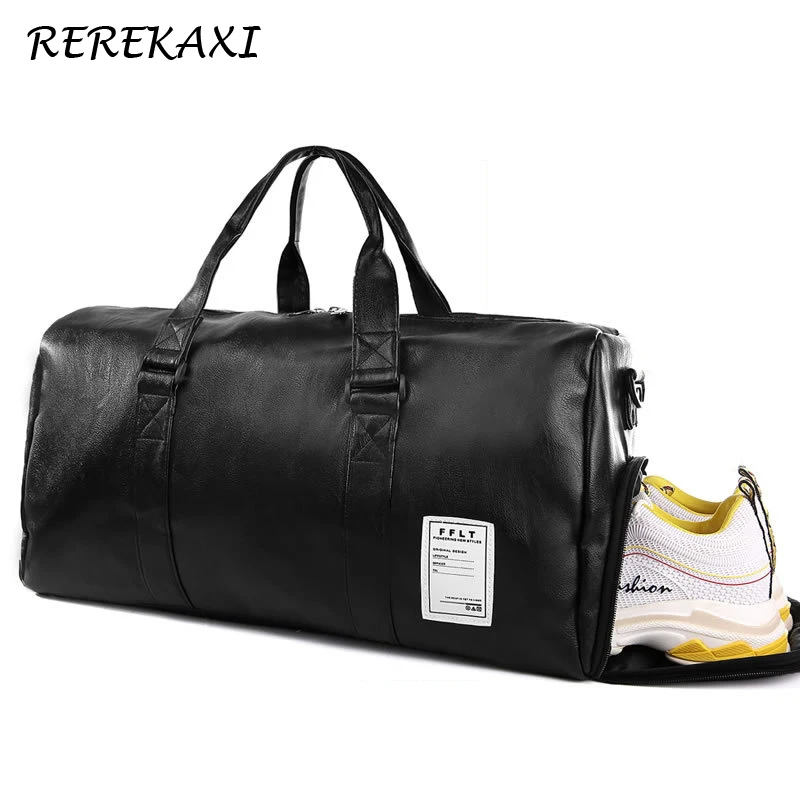 

PU Women's Travel Bag Men's Waterproof Hand Luggage Bags Male Business Travel Duffle Bags Multifunctional Baggage Storage Bag