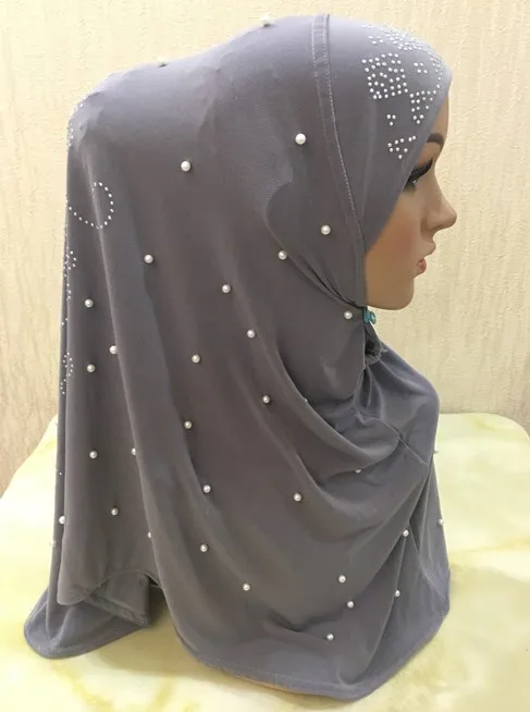 H1256 muslim one piece hijab scarf with stones and handmade pearls,mixed colors, fast delivery