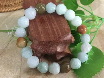 

10mm Certified Green Natural A JADE JADEITE Rose Flower Bead Bangle Bracelet -AA