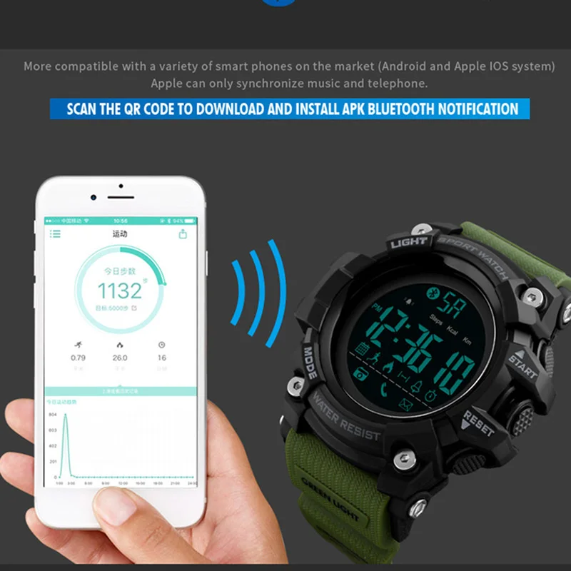 Bluetooth Smart Watch Pedometer APP Call Remind Smart