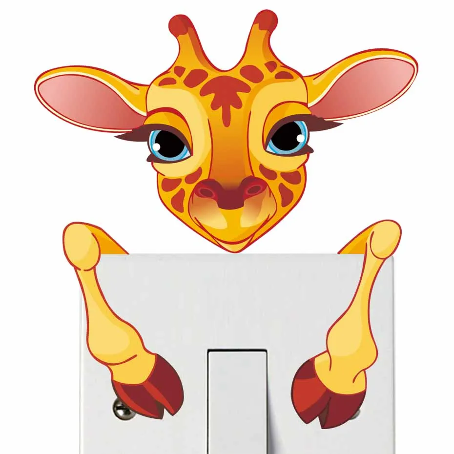 Cartoons Animals Bear Owl Zebra Elephant Color Switch Stickers For Kids Rooms Removable Hight Quality Wall Art Decals Home Decor