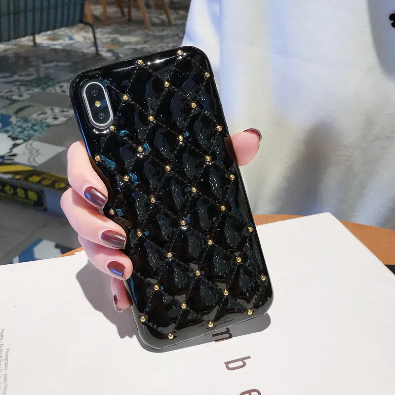 Высококачественный чехол из искусственной кожи с бриллиантами для iphone XS MAX XR X 10 7 8 6 6S Plus, роскошный противоударный чехол для телефона - Цвет: Black