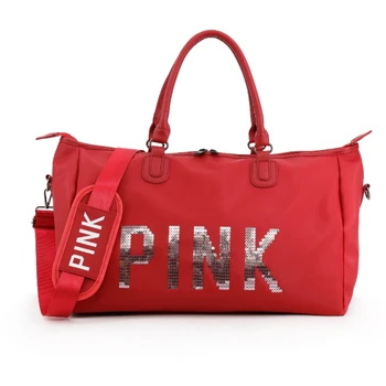 

2018 Newest Red Sequins Letters Gym Fitness Sports Bag Shoulder Crossbody Bag Women Tote Handbag Travel Duffle Bolsa