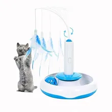 1 Cat Electric Toys Teaser Interactive Cats Toy Rotating Designed Funny Feather Toys For Pet Cats