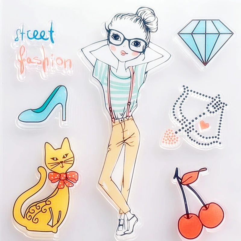 

YLCS431 Girl Silicone Clear Stamps For Scrapbooking DIY Photo Album Cards Decoration Craft Transparent Stamp Clear Stamp New