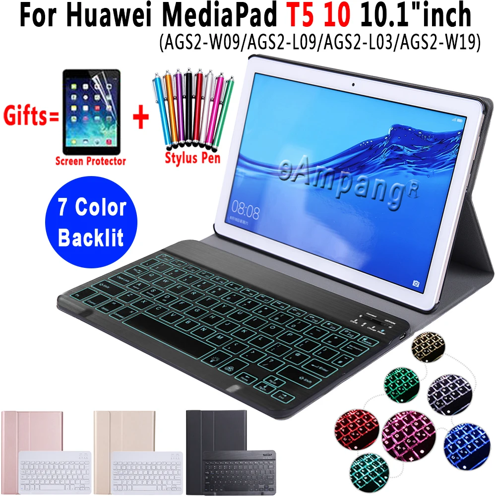 Клавиатура с подсветкой для huawei MediaPad T5 10 10,1 клавиатура чехол AGS2-W09 AGS2-L09 AGS2-L03 Bluetooth клавиатура кожаный чехол Funda