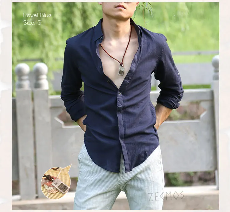 Zecmos Cotton Linen Shirts Man Summer White Shirt Social Gentleman Shirts Men Ultra Thin Casual Shirt British Fashion Clothes 35