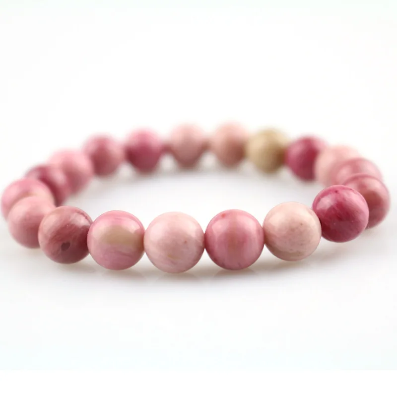 

Pink Wood Natural Stone Beaded Bracelet Women Fashion Sweet Style Vintage Charm Round Chain Bead Lucky Matte Jewelry