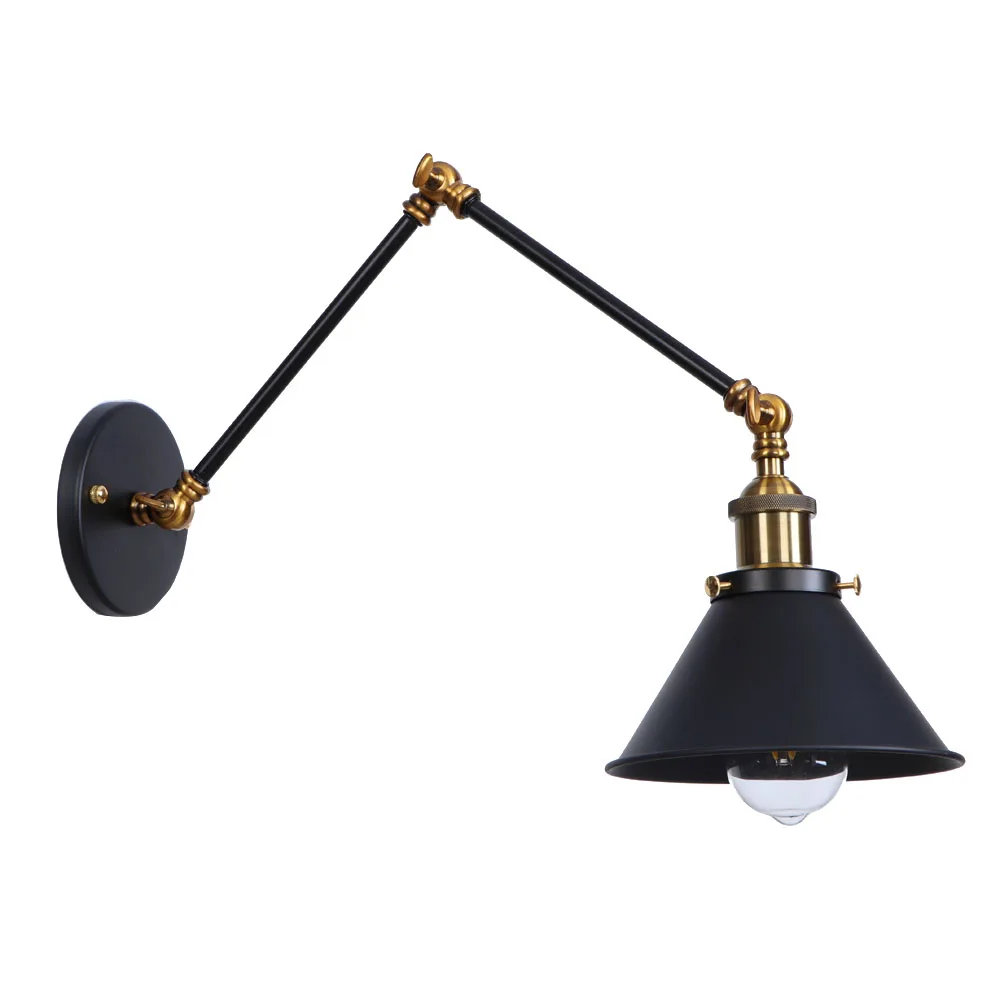

Half black Iron American Village Wall Lamp E27 Bulb with lampshade restaurant led wall lamp bar Bedroom wall light RWL0022