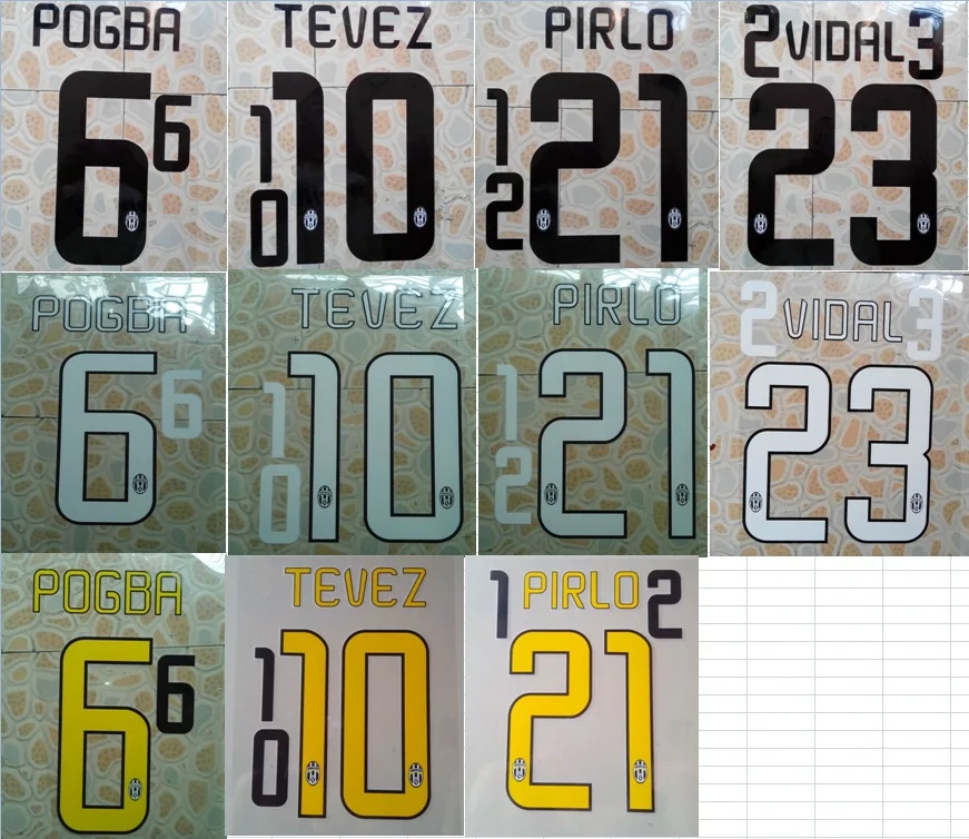 

2014-2015 POGBA TEVEZ PIRLO VIDAL nameset soccer patch soccer badge