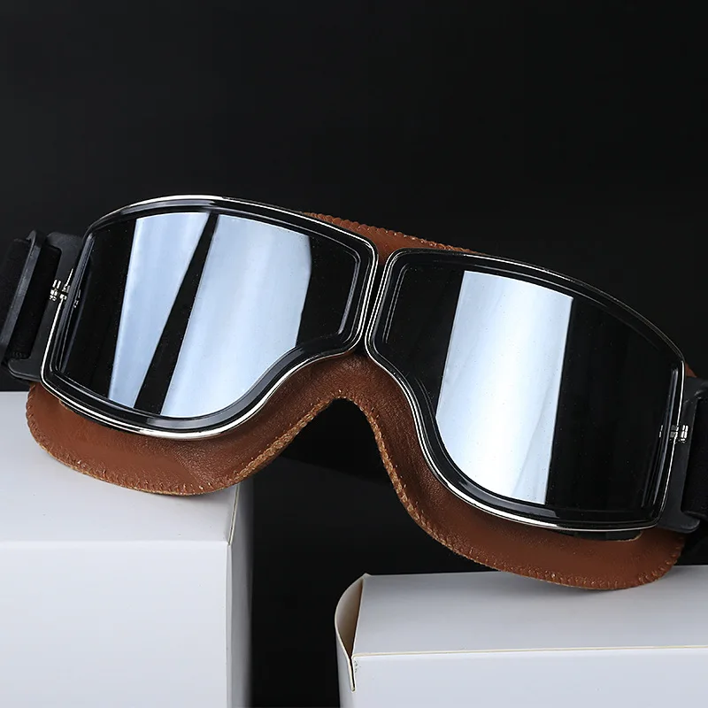 Vintage Motorcycle Leather Goggles Glasses