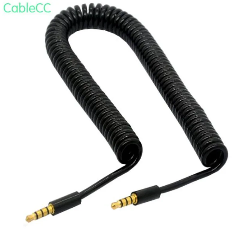 

Gold-plated 4-stage spring telescopic audio male to male spiral car AUX audio cable DC3.5 male to male 3 meters for mobile compu