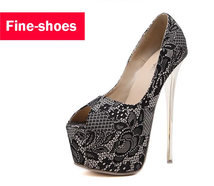 

2017 Summer New Fashion Women Shoes High Heeled Thin Heels Lace High Platforms Floral Flower Sexy Peep Toe Women Pumps 368