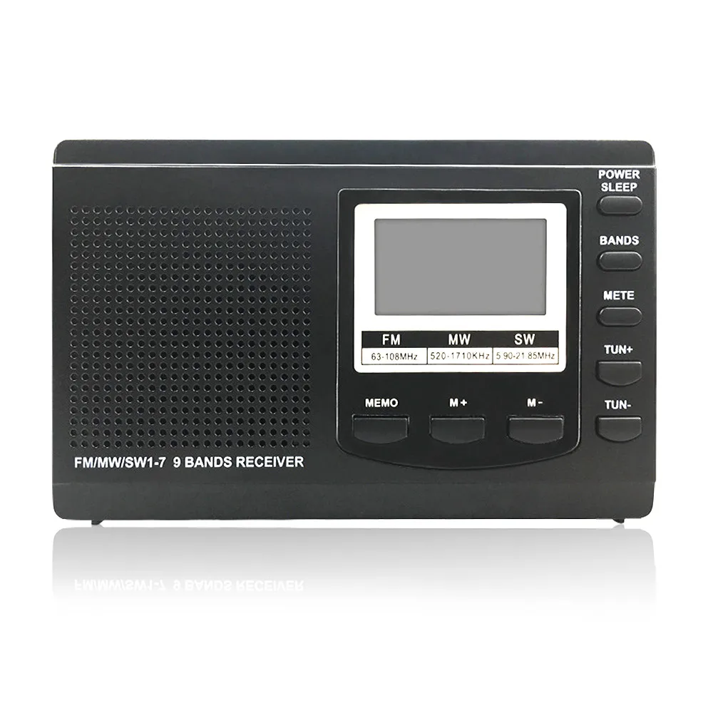 Портативный мини FM радио приемник SW/MW цифровой встроенный динамик с ЖК дисплеем