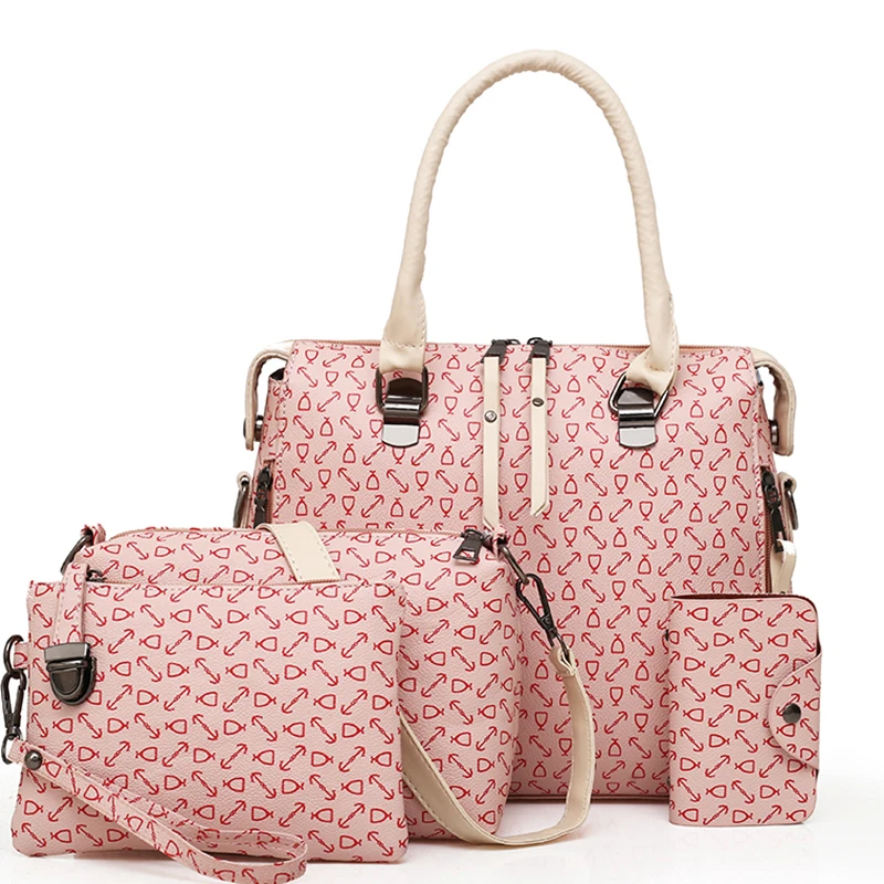 

Luxury Hand Bags 4 Pcs Women Composite Set Bag Ladies Shoulder Bags Female Leather Handbag Purse Wallets Women Clutch Bag