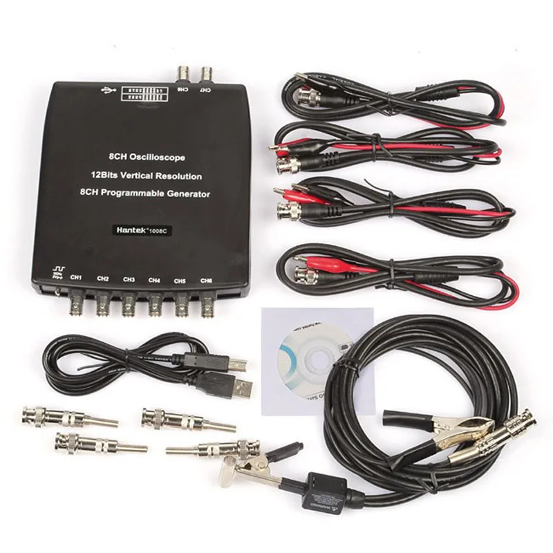 Hantek 1008C Digital Oscilloscope 8CH PC USB Automotive Diagnostic DAQ Program Generator 8CH 2.4MSa/s vehicle tester