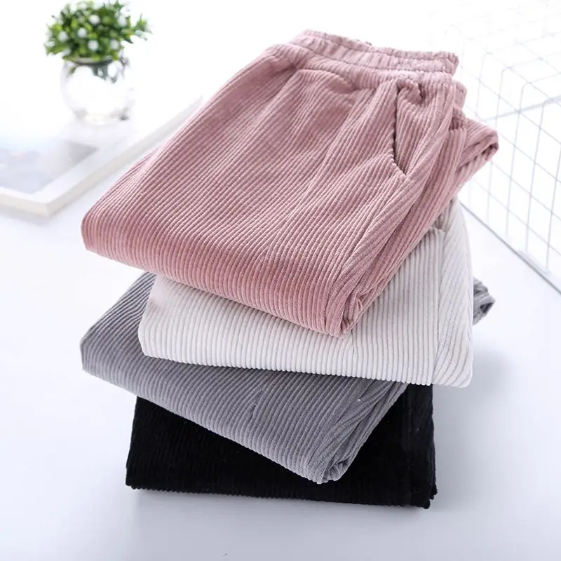 

Autumn And Winter orduroy pants winter new loose Korean version of the retro velvet Korean women Elastic Waist Harem Pants