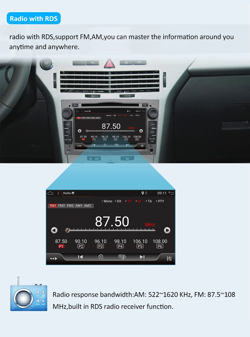 Cheap 32G ROM Android 9.0 2din CAR DVD GPS For Vauxhall Opel Astra H G Vectra Antara Zafira Corsa multimedia player stereo radio 11