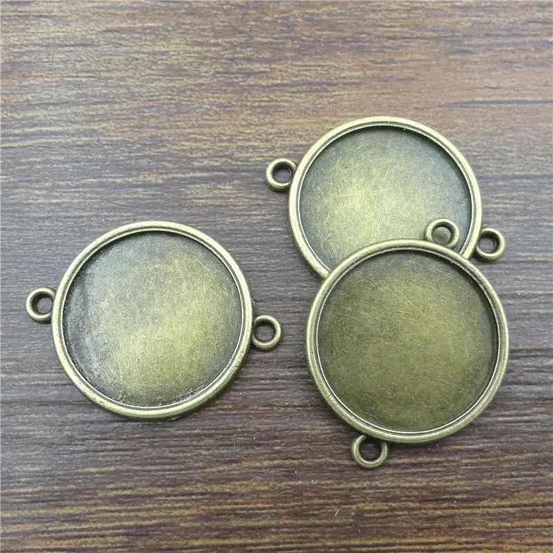 

10pcs 20mm Bronze Round Connectors Necklace Pendant Setting Cabochon Cameo Base Tray Bezel Blank Jewelry Findings&components