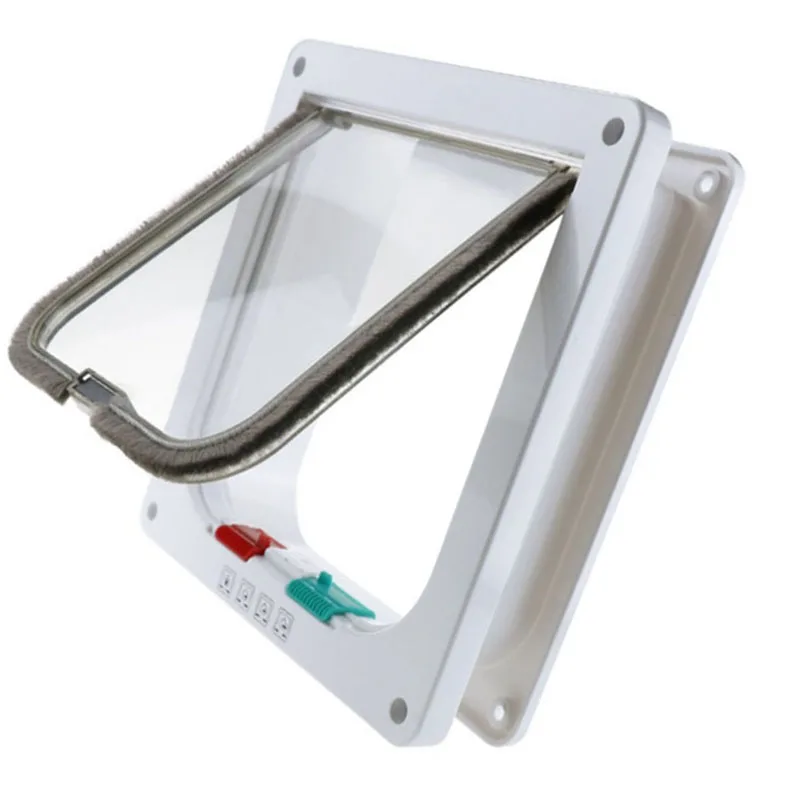 

4 Way Lockable Dog Cat Kitten Door Security Flap Door ABS Plastic S/M/L Animal Small Pet Cat Dog Gate Safe Door Pet Supplies