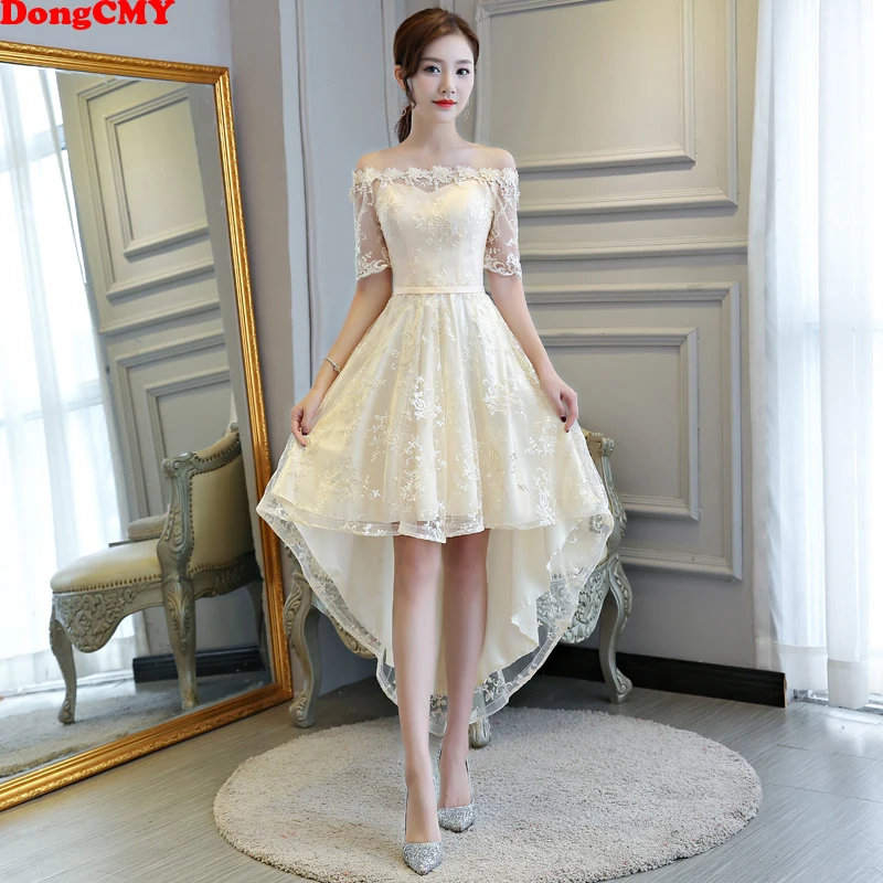 

DongCMY 2019 New Princess Bridesmaid Dresses Bandage Champagne Color Wedding Party Dress