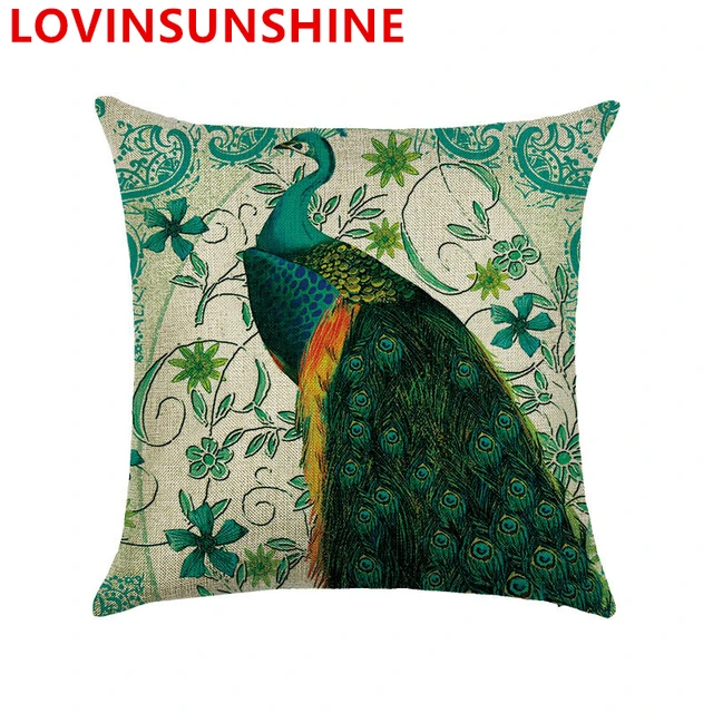 Velvet Blue Peacock Sofa cushions home decor 45Cmx45Cm linen Square