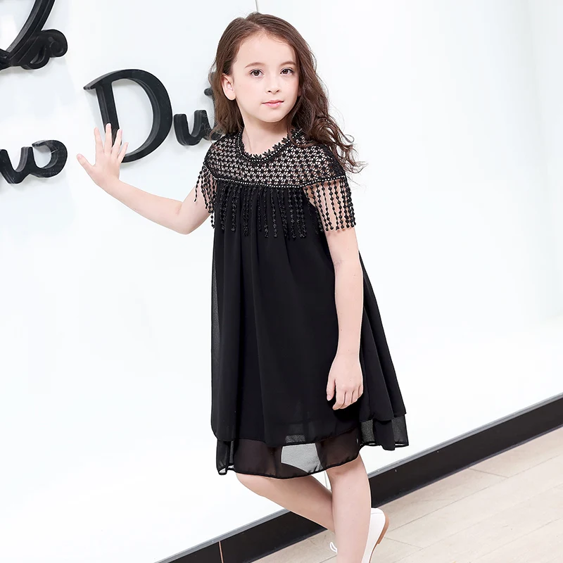 Summer Teenagers Girl 2018 Dress Korean Black Chiffon Dresses Girls ...