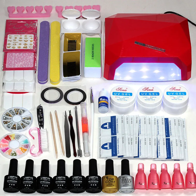 

Nail Set for Manicure Nail Extension UV Gel Manicure Kit 6 Colors Gel Polish &Base Top Coat Nail Kits