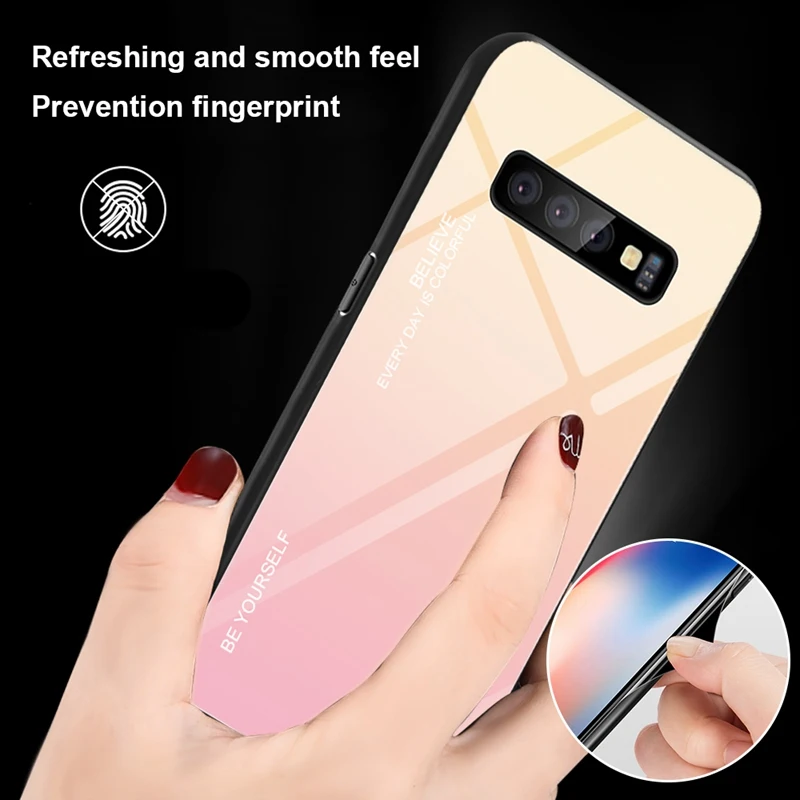 Чехол для телефона из закаленного стекла Samsung Galaxy S8 S9 S10 Plus S10E силиконовый чехол