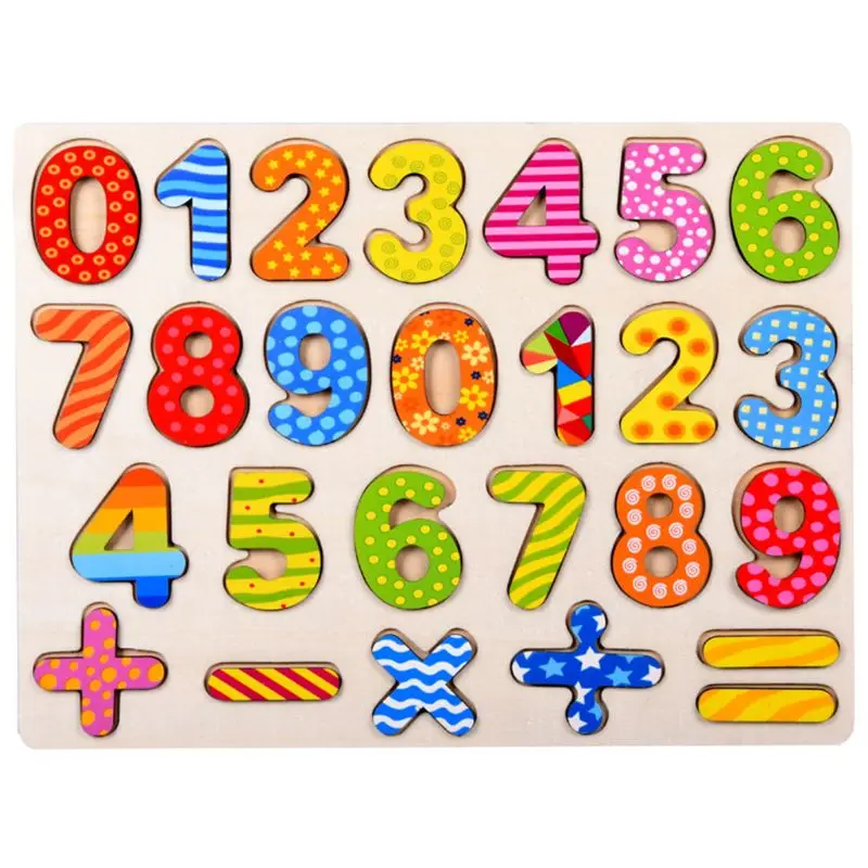 

Letter Number Montessori Wooden Puzzle Hand Grab Board Set Baby Math Toys Color Cognition Figure Educational Newborn Gift