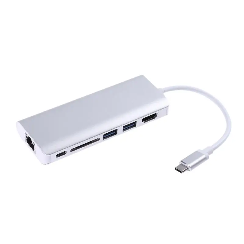 

6 in 1 Multifunctional Converter Box Type C to USB 3.0 HDMI Type-C RJ45 Network Cable Adapter SD Slot Converter Box Adaptor