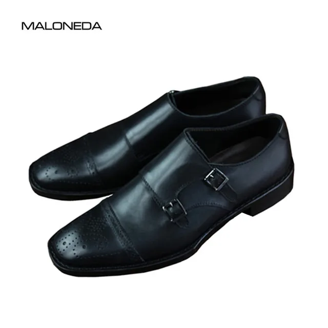 Color Double Monk Straps Shoes 