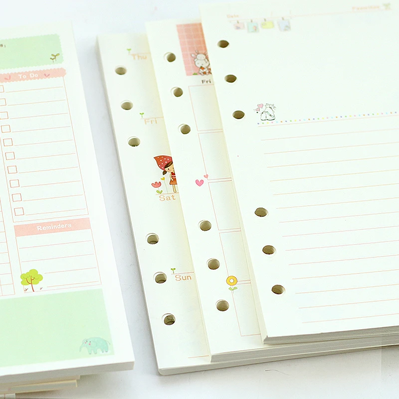 Сменный блокнот на спирали с 6 отверстиями|diary refill|refill a5school planner |