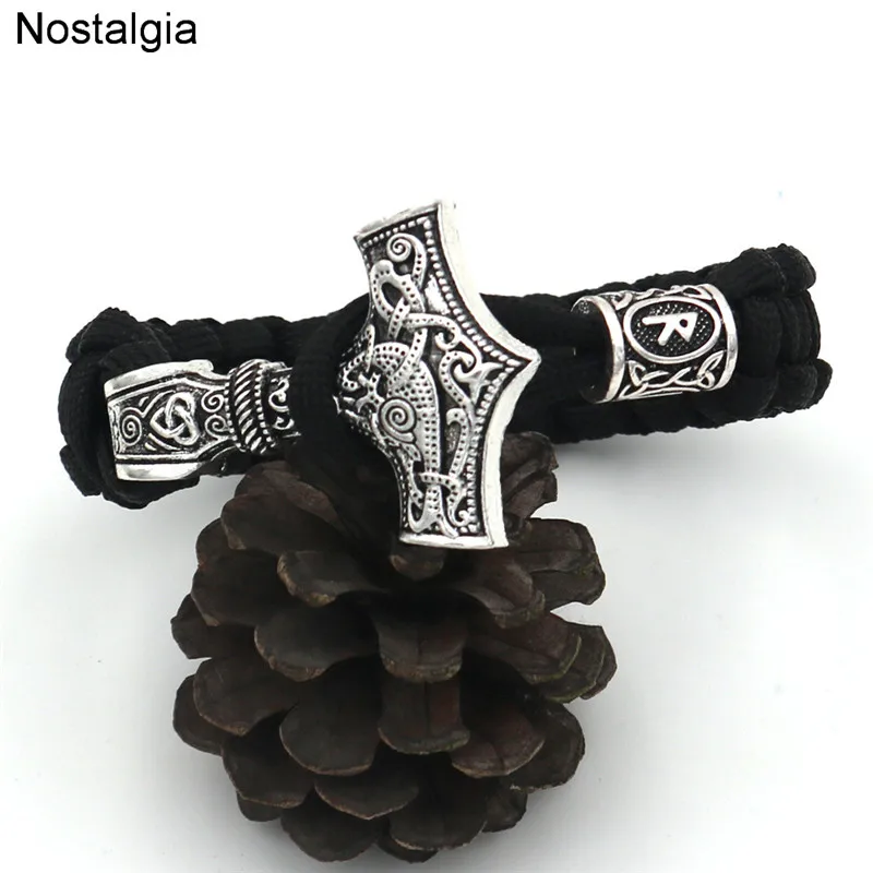 Ностальгия Тор молоток норса браслет викинга Руна талисманы бисера Jwelry для женские браслеты Vikingo мужские ювелирные изделия Прямая поставка - Окраска металла: RAIDHO