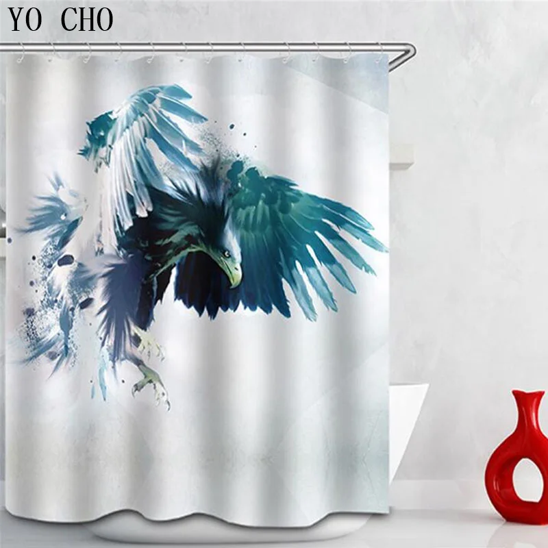 

New Polyester Moldproof Waterproof douche gordijn 3D Ink Eagles Shower Curtain Bathroom Curtain peacock curtains for bath room