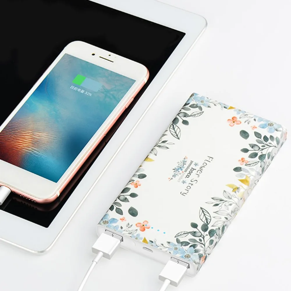HOCO Power Bank 13000 mah portable External Battery powerbank floral Printed Dual USB Charger power supply for mobile phones
