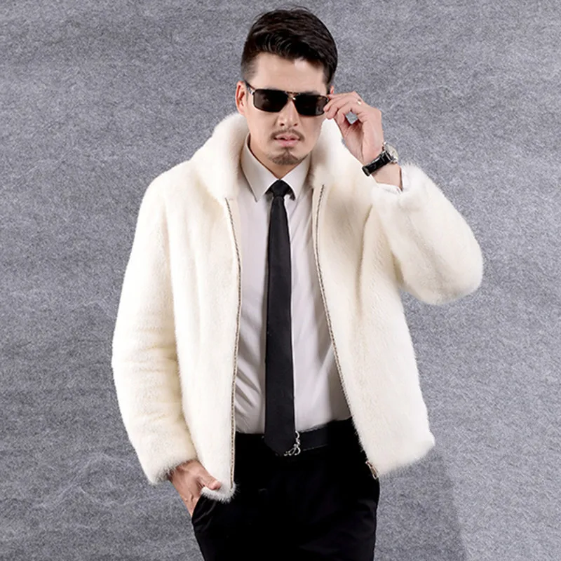 

Men Long Sleeve Warm Coat Autumn Winter Faux Fur Jacket Men Luxury Outerwear HN202