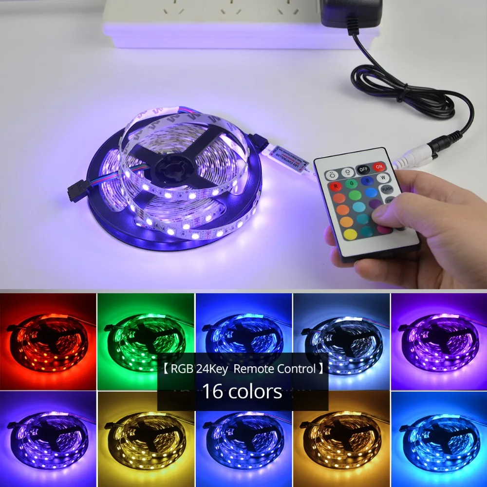 SMD 5050 5 м RGB Светодиодная лента гибкая лента Диодная лента с беспроводной контроллер компонентного видеосигнала для WiFi RGBW подсветка rgbww лента Набор ЕС разъем питания