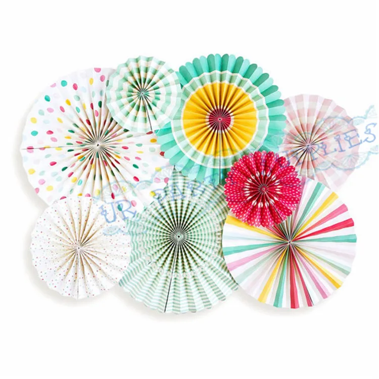 1 Set 8pcs Rosettes Paper Fans Grand Event Pinwheel Backdrop