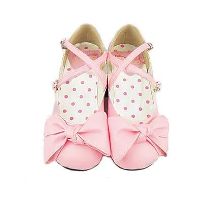 Милые балетки Mary Jane в японском стиле с бантом цвета шампанского; мягкие туфли принцессы в стиле Лолиты - Цвет: Розовый