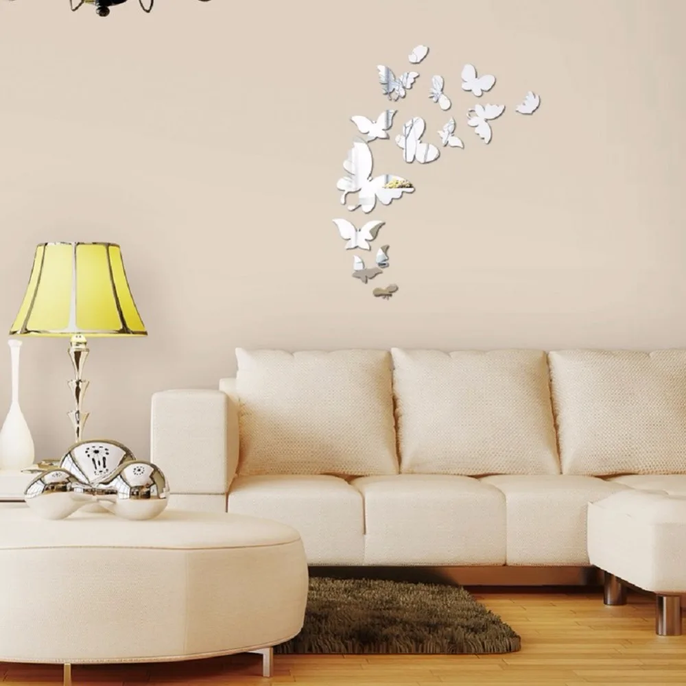 Mirror Wall Sticker Removable DIY 3D Mirrors Wall Vinyl Decal Acrylic
