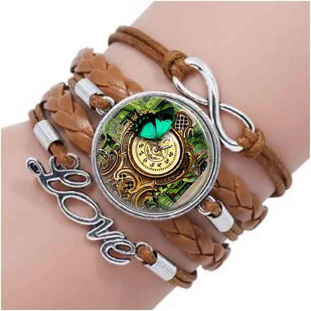 Steampunk Garden Clock Bracelet Butterfly Bracelet Garden Retro Vintage Steam Punk Bracelet Accessori