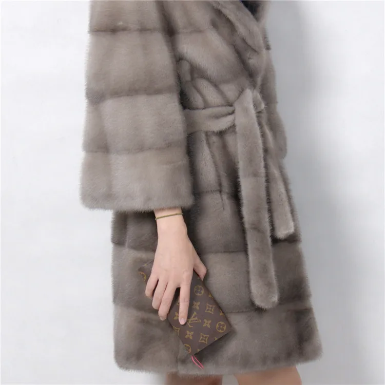 Perfect Genuine mink fur coat with  turn-down collar light color 100% natural mink fur coa t2019 5