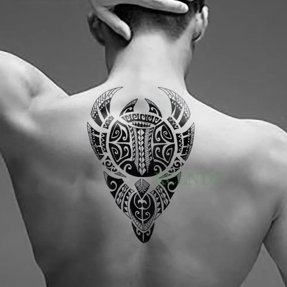 Водостойкая Временная тату-наклейка с Племенной тотем, временная татуировка, индивидуальная флэш-тату, талия, ножная татуировка для девушек, женщин и мужчин - Цвет: Коричневый