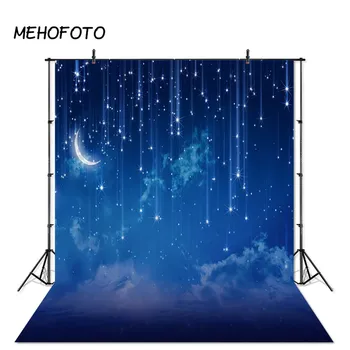 

MEHOFOTO Blue Space Baby Photography Backdrops Moon Stars Cloudy Sky Night Scenery Newborn Photo Background for Studio Props