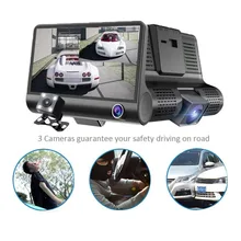4 «1080 P три объектива Автомобильный dvr Dash Cam камера видеокамера регистратор ночного видения/g-сенсор/Обнаружение движения/петля запись