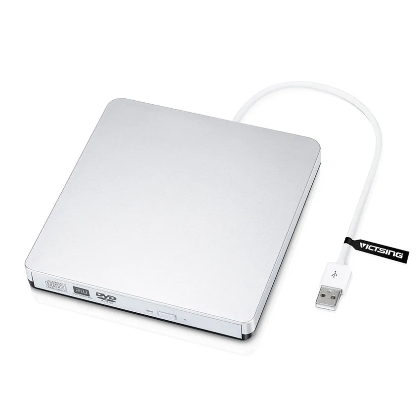 

VICTSING Slim USB 2.0 Drive CD DVD RW Burner Writer External Optical Drive with USB Cable for Apple Macbook Desktops Laptops