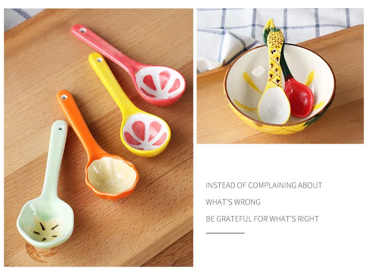 Керамическая кофейная ложка, Корейская домашняя посуда, ложка, десерт, Мультяшные маленькие детские ложки, фруктовый дизайн, креативный милый половник
